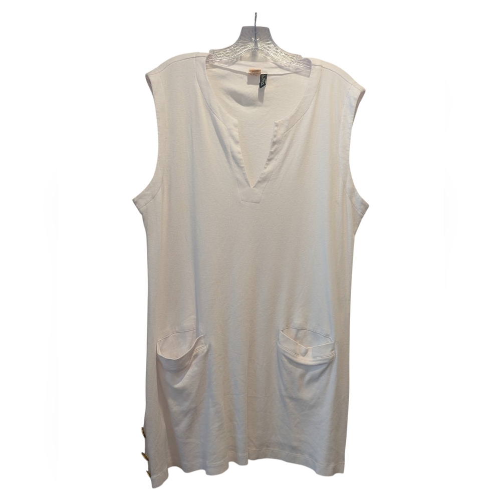 Ralph Lauren White Cotton Sleeveless Side Button Cover Up Dress Sz XL *See Note